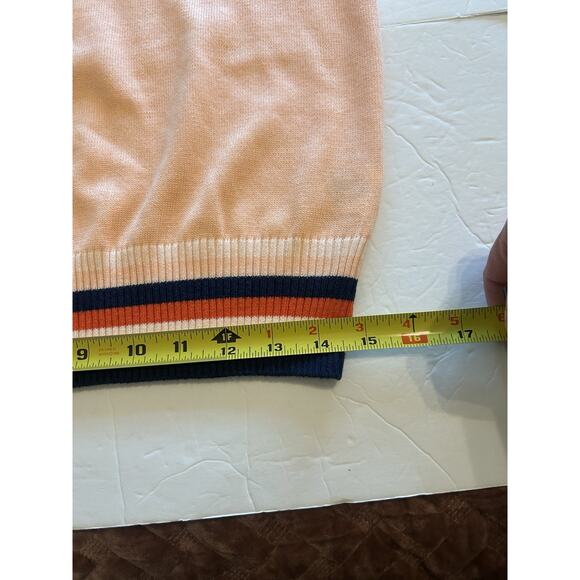 NWT Anthropologie Women’s Sz Medium vest peach Striped trim Preppy short Moth - Picture 10 of 12